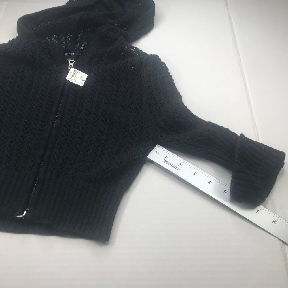 Cool Attitudes Women's Hooded Sweater Knit Size Small Black New With Tags - Picture 10 of 14